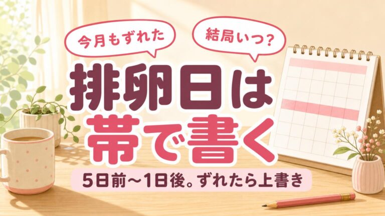 卓上カレンダーに、数日ぶんをつなげてピンクの線を引いている手元